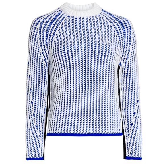 NWT$495 3.1 Phillip Lim Two-Tone Ribbed Knit White Blue Pullover Sweater Top XS - Picture 2 of 16